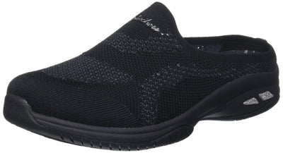 Skechers womens Commute Time - in Knit to Win Clog, Black/Black, 9 US