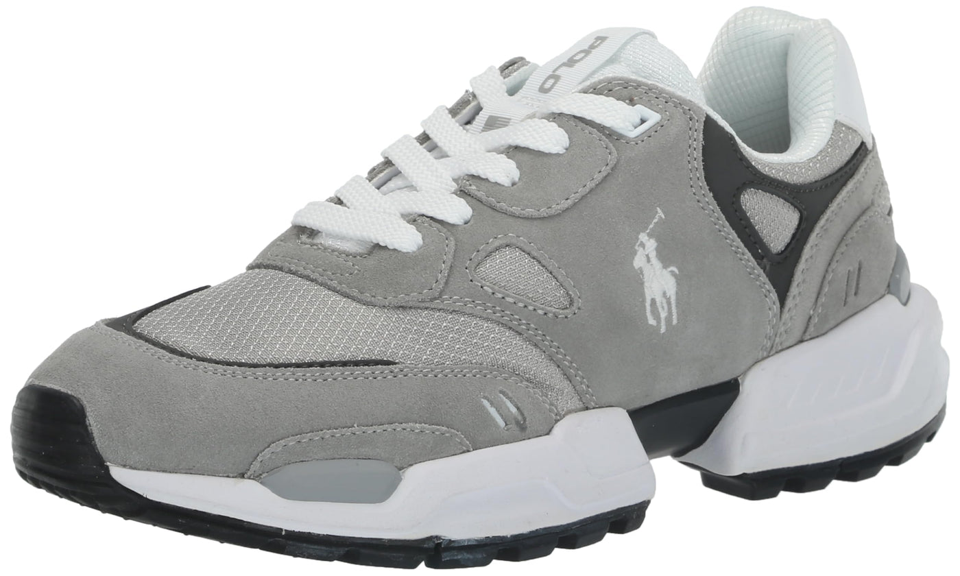 Polo Ralph Lauren Men's Jogger Suede & Mesh Sneaker, Soft Grey, 10.5