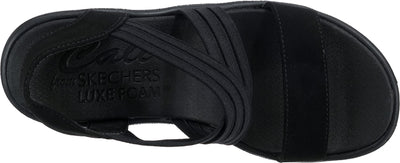 Skechers Women's Wedge Sandal, Black/Black, 9