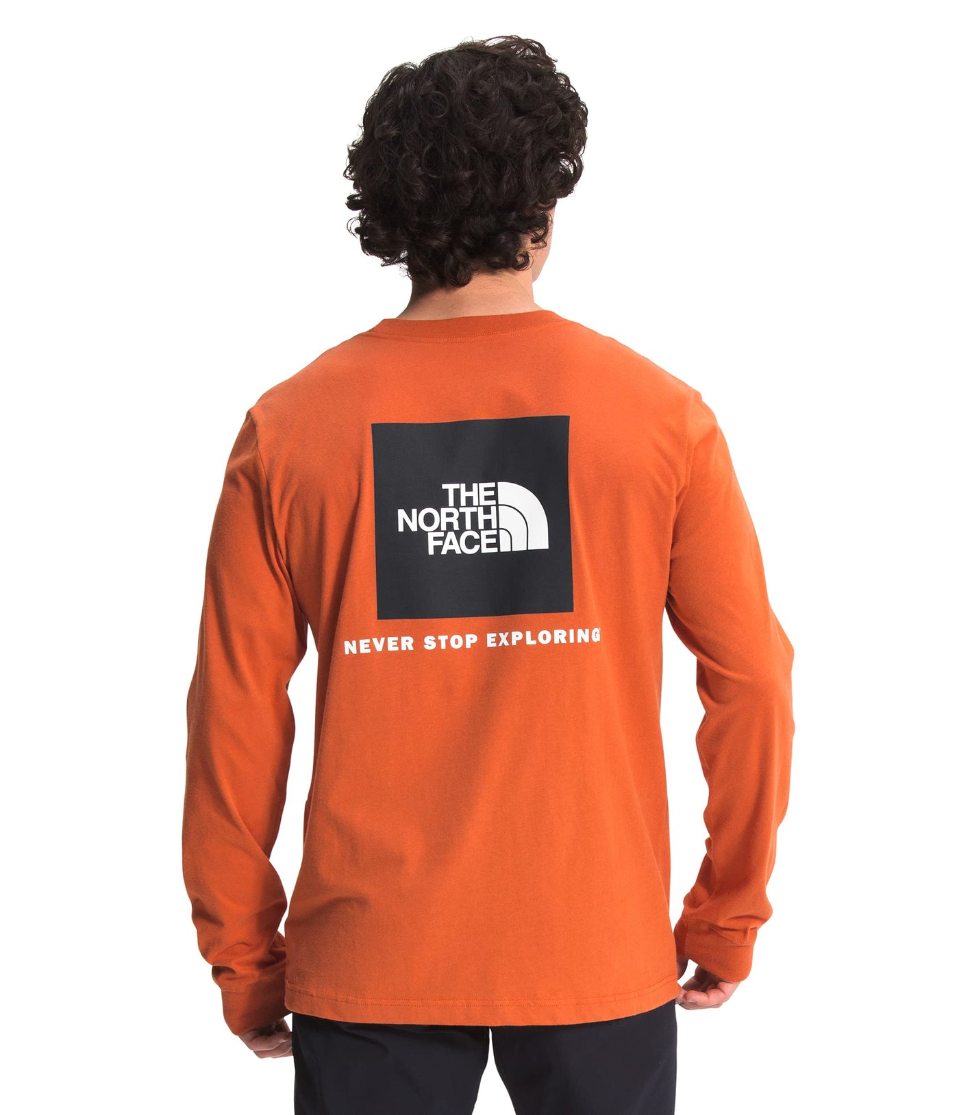 THE NORTH FACE Mens' Long Sleeve Box Tee, Burnt Ochre, X-Large