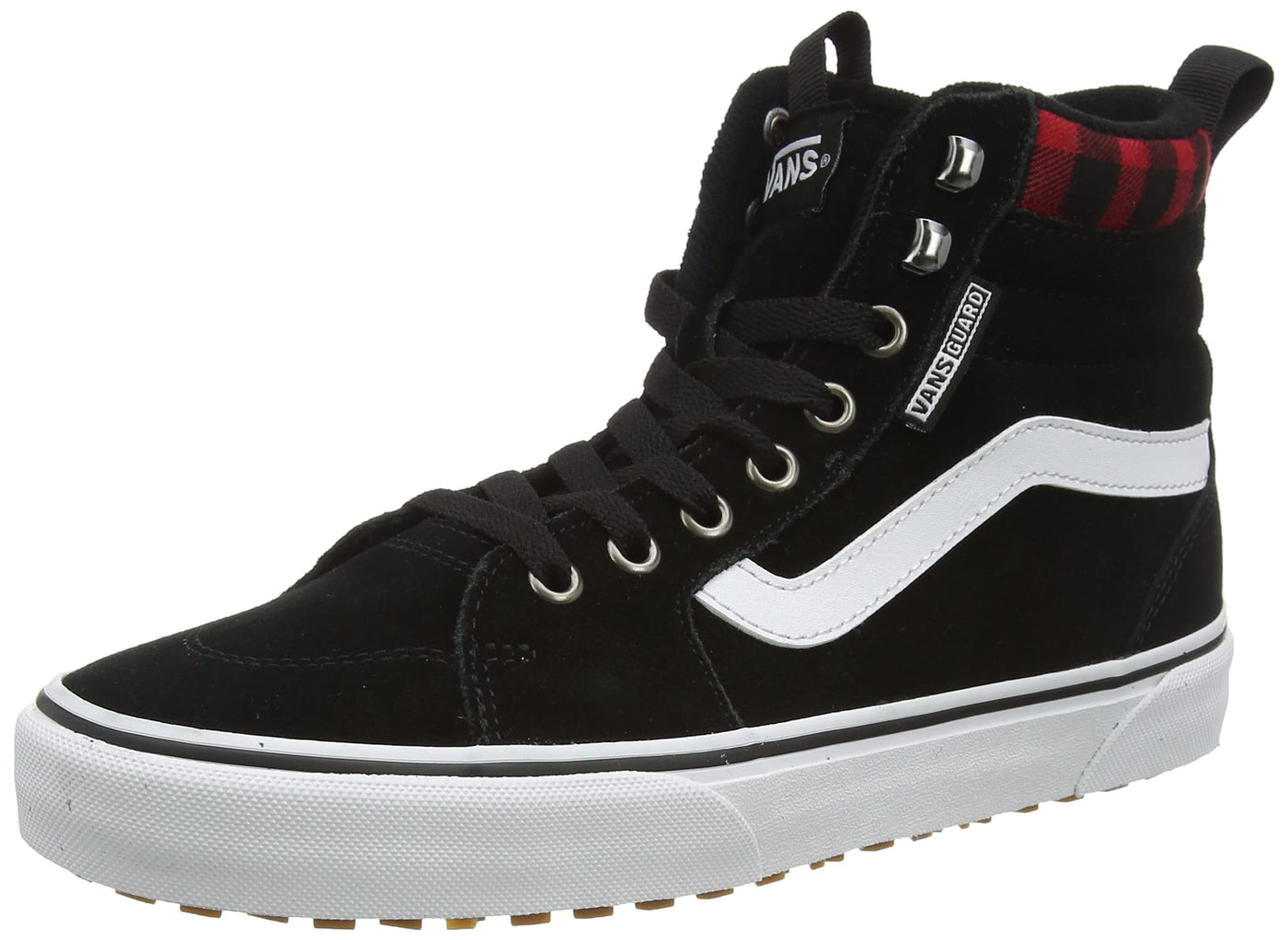 Vans Men's Single Sneaker, Suede Black Red Plaid, 9