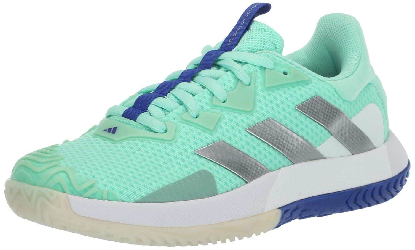 adidas Women's Solematch Control Tennis Shoe 7 Pulse Mint/Silver Metallic/Lucid Blue