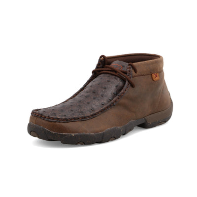 Twisted X Men's Chukka Driving Moc, Moc Toe with CellSole 13 Brown & Brown Ostrich