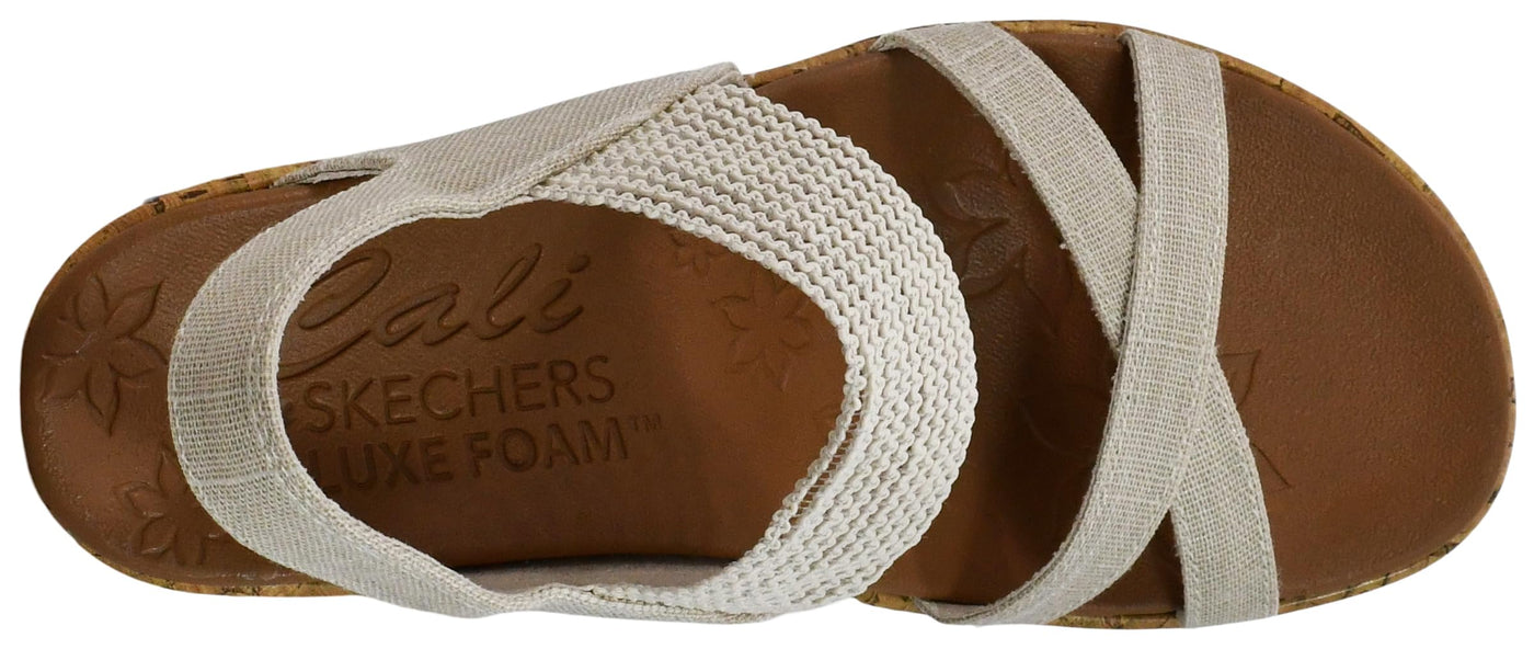 Skechers Cali Womens Beverlee-High Tea Wedge Sandal,natural,7 M US