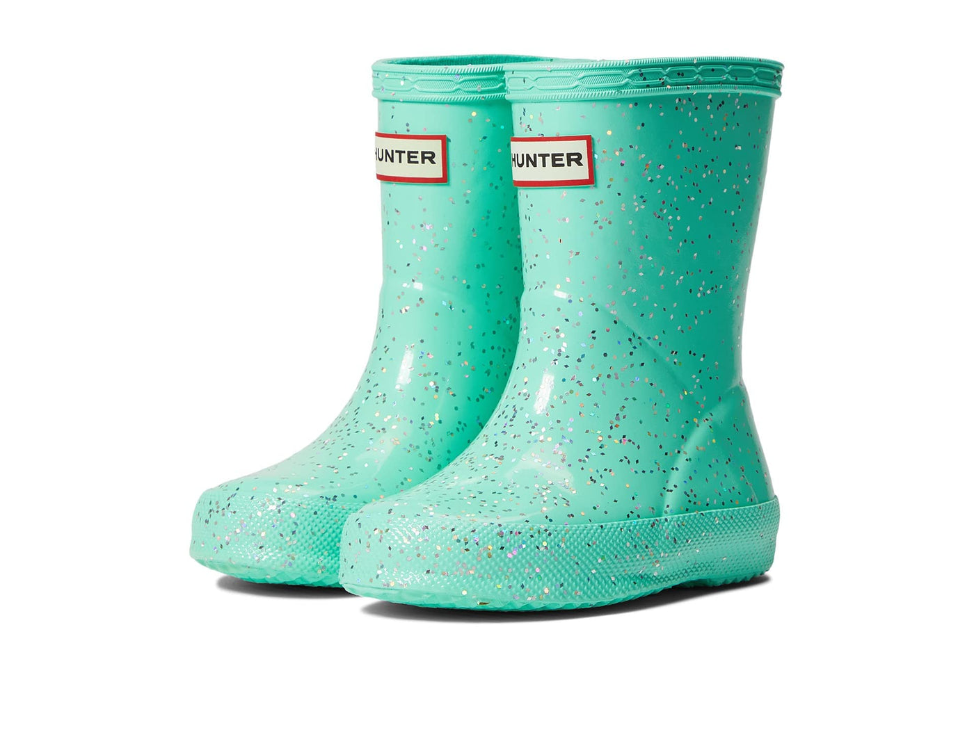 Hunter Kids Original First Classic Giant Glitter Wellington Boots (Toddler/Little Kid) - Boots for Kids Wild Mint 6 Toddler M