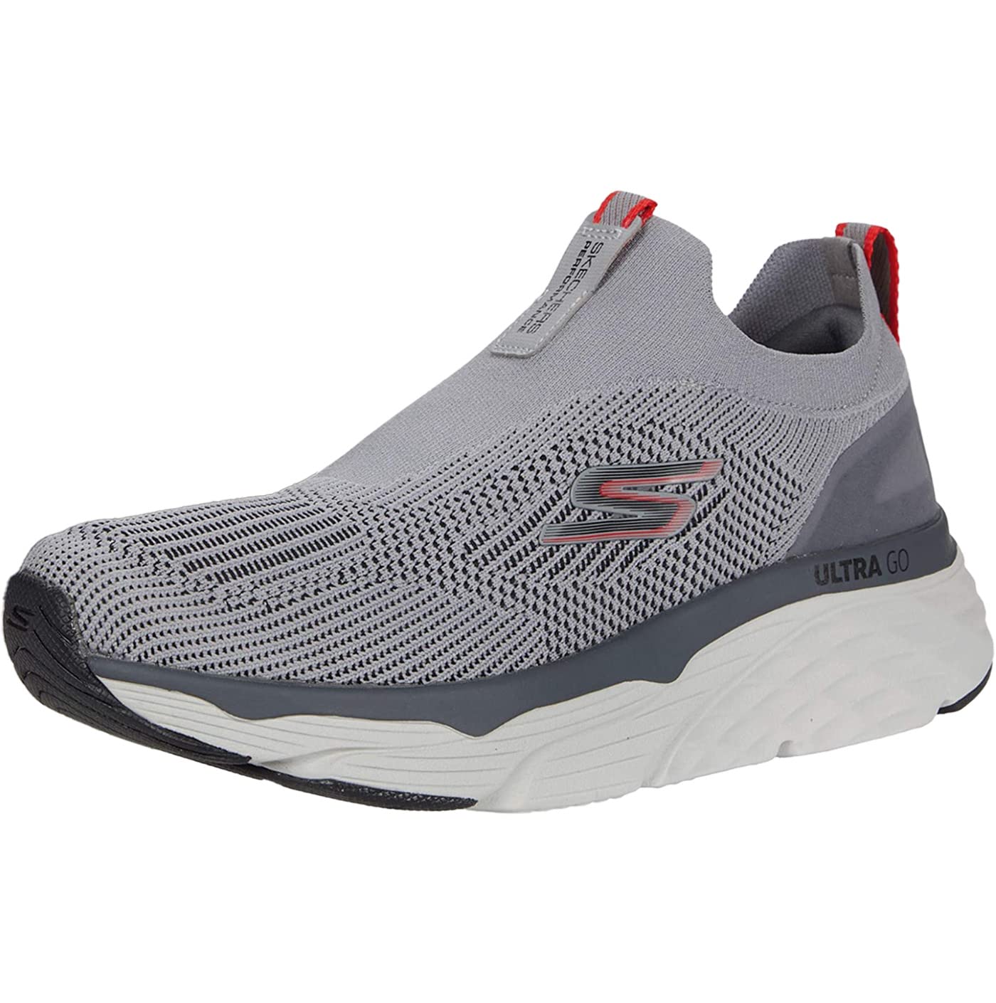 Skechers Men's Max Cushioning Elite-Athletic Slip-On Running Walking Shoes with Air Cooled Foam Sneaker, Grey/Black, 11.5