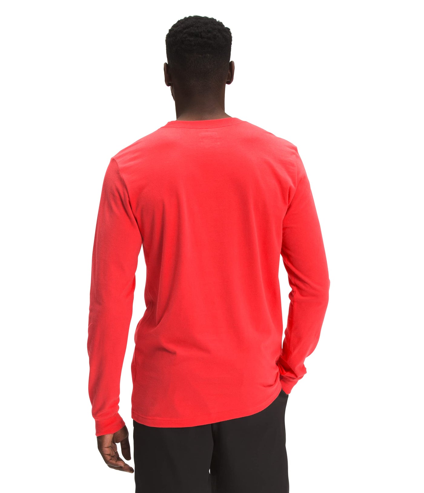 THE NORTH FACE Men's TNF Sleeve Hit Long Sleeve Tee, Horizon Red/TNF White, X-Large