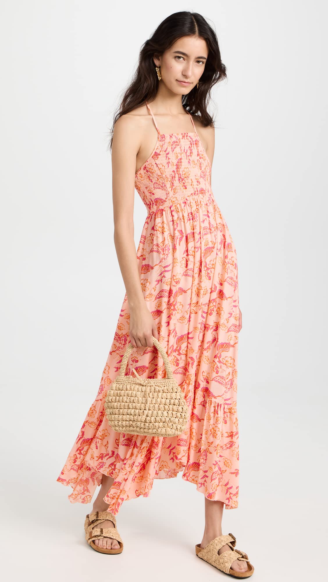 Free People Women's Heat Wave Printed Maxi Dress X-Large Dusk Coral