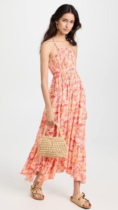 Free People Women's Heat Wave Printed Maxi Dress X-Large Dusk Coral