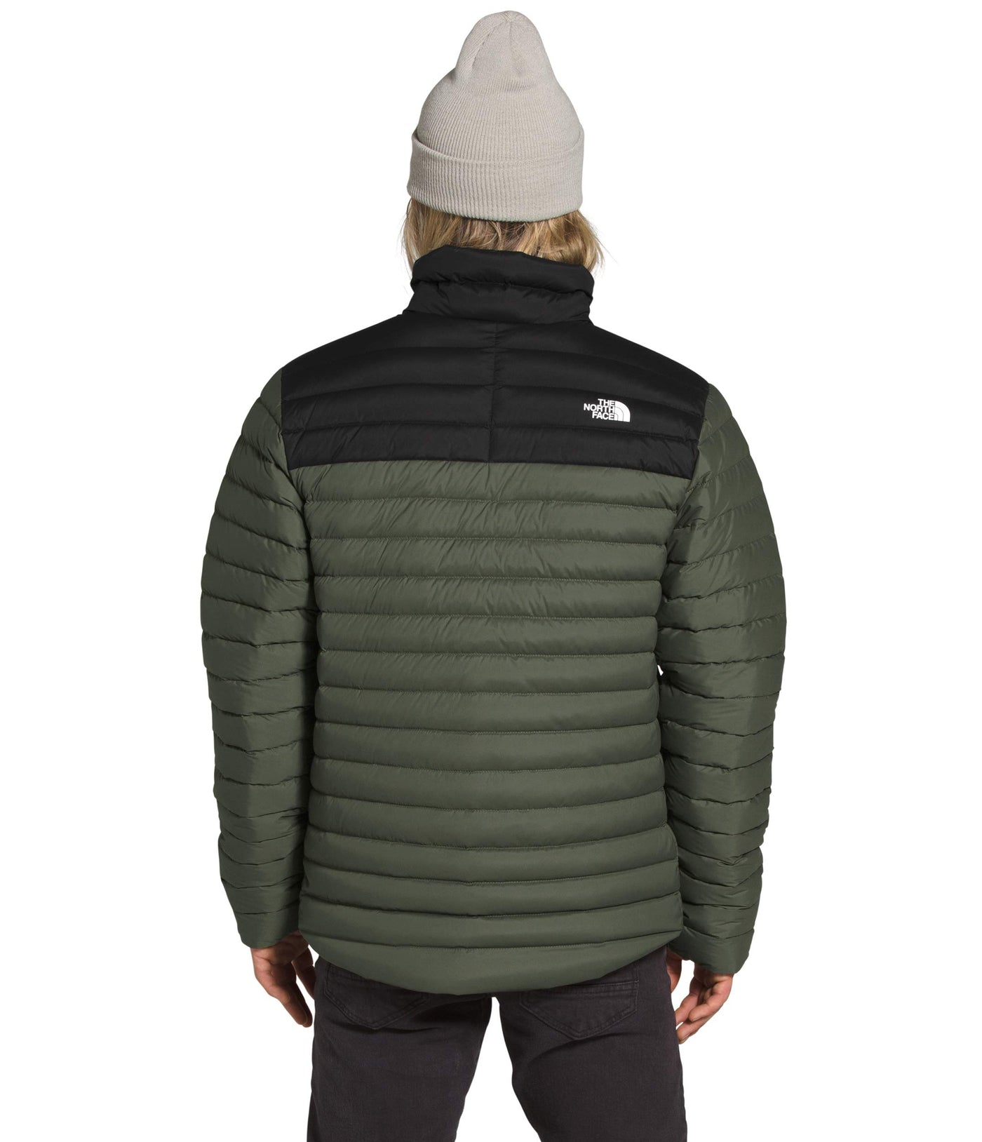 THE NORTH FACE Men's Stretch Down Jacket, New Taupe Green/TNF Black, Large