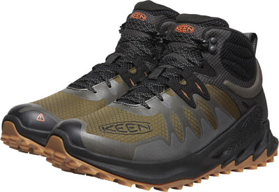 KEEN Men's Zionic Mid Height Waterproof All Terrain Hiking Boots Dark Olive/Scarlet Ibis 8