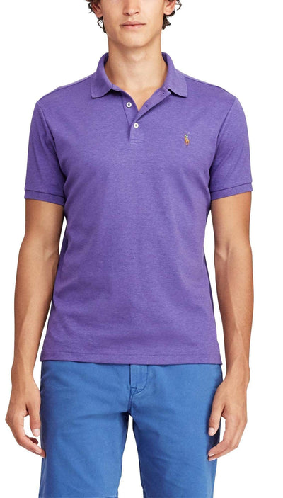 Polo Ralph Lauren Mens Medium Fit Interlock Pony Shirt- SaffronHtrSigPny - L (Fall/Winter 2022) Purple Saffron With the Signature Multi-colored Pony