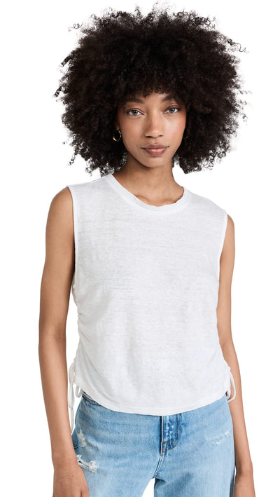 FRAME Women's Side Cinch Muscle Tee Large Blanc