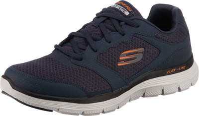 Skechers Men's Low-Top Trainer Sneaker, Navy Leather Mesh Pu Trim, 9