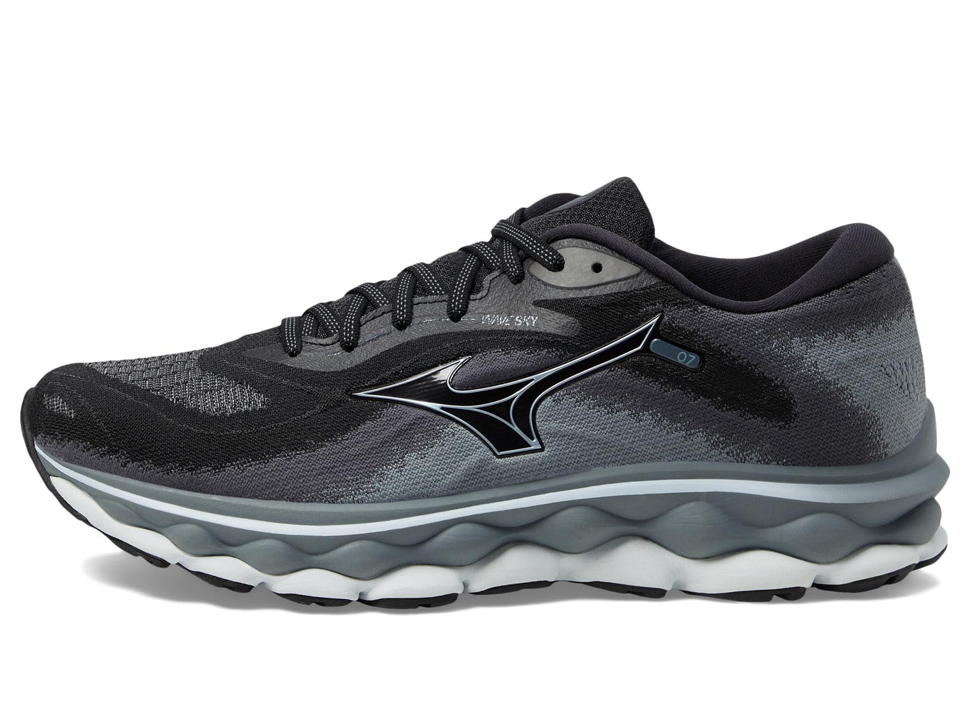 Mizuno Men's Wave Sky 7 Running Shoe, Black-Glacial Ridge, 12