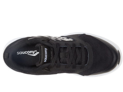 Saucony Wind 2.0 Running Shoe, Black/White, 5 Wide US Unisex Big_Kid