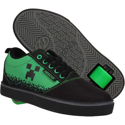 HEELYS Pro 20 Minecraft (Little Big Kid/Adult) Wheeled Heel Shoe, Black/Neon Green, 2 US Unisex