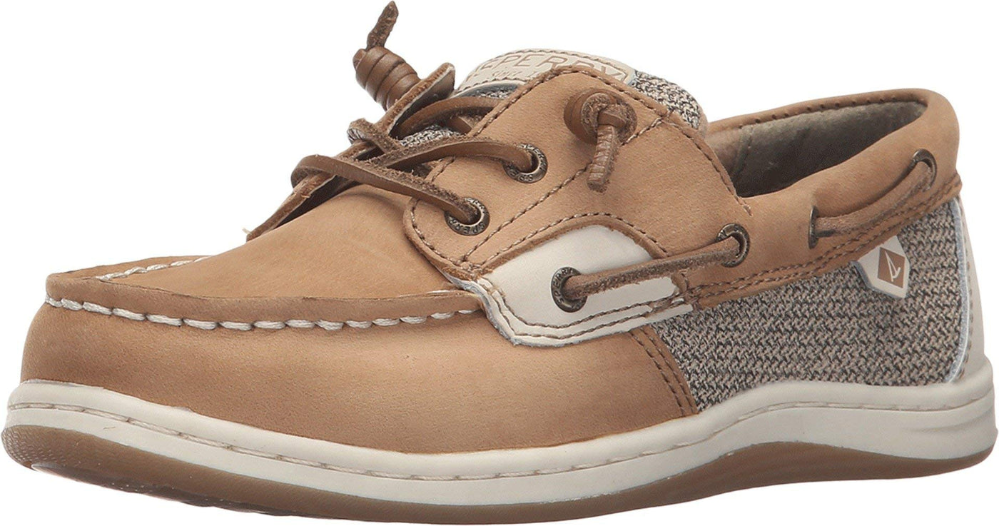 Sperry girls Songfish Boat Shoe, Linen/Oat, 1 Little Kid US