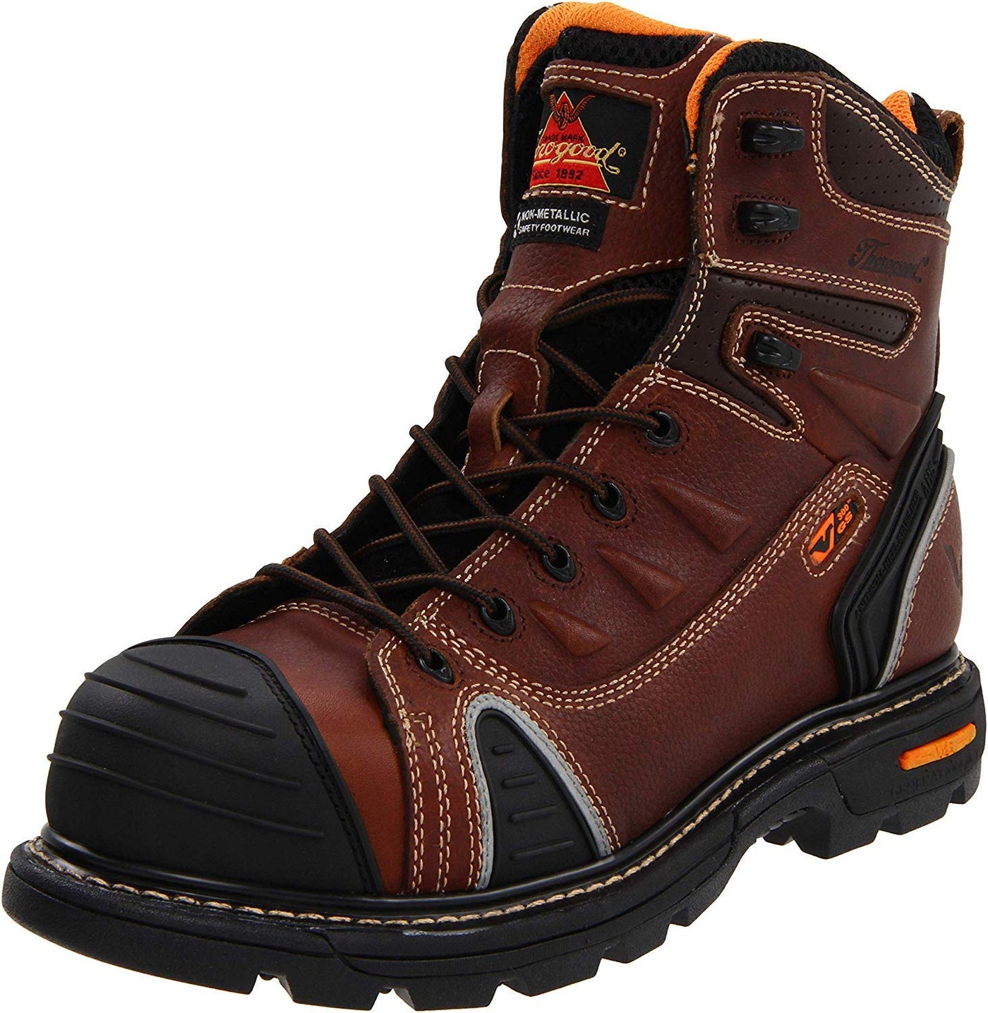 Thorogood GEN-Flex2 6” Composite Safety Toe Work Boots For Men - Breathable Heavy-Duty Toe Cap Boots With Goodyear Storm Welt, Slip-Resistant Outsole and Comfort Insole, Brown - 13 M US