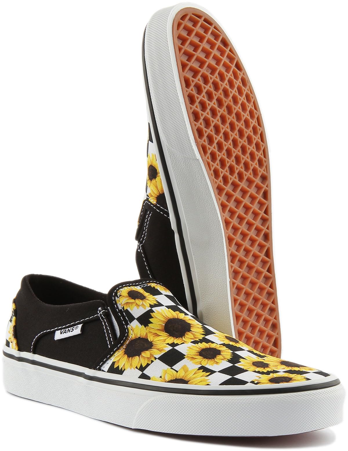 Vans Women's WM Asher Sneaker, Sunflower Checker Multi White, 8