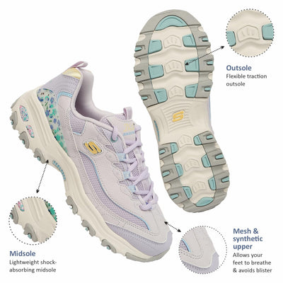 Skechers Women's D'Lites-Sweet Things, Lavender/Multi, 10 US