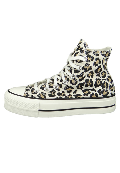 Converse Women's Chuck Taylor All Star Leopard Platform High Top Sneakers, Driftwood/Light Fawn/Black, 9.5 Medium US