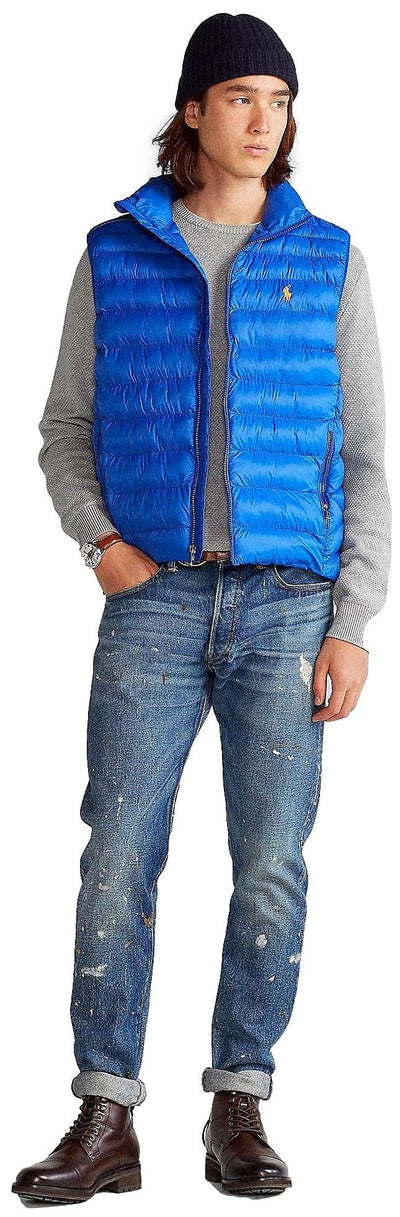 POLO RALPH LAUREN Mens Full Zip Puffer Vest (Large, Sapphire Blue.)