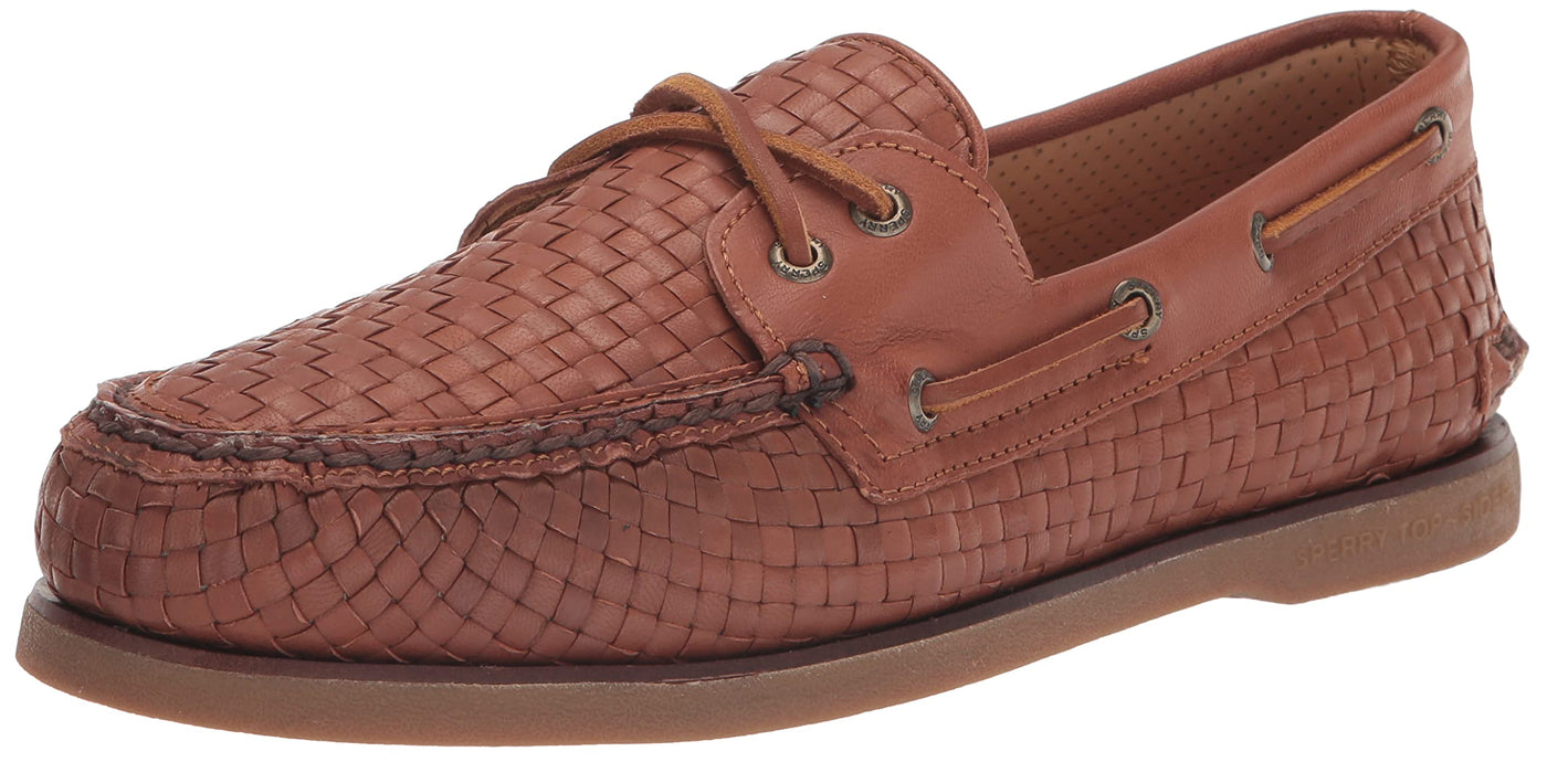 Sperry Men's Gold Authentic Original 2-Eye Woven Boat Shoe, TAN, 9