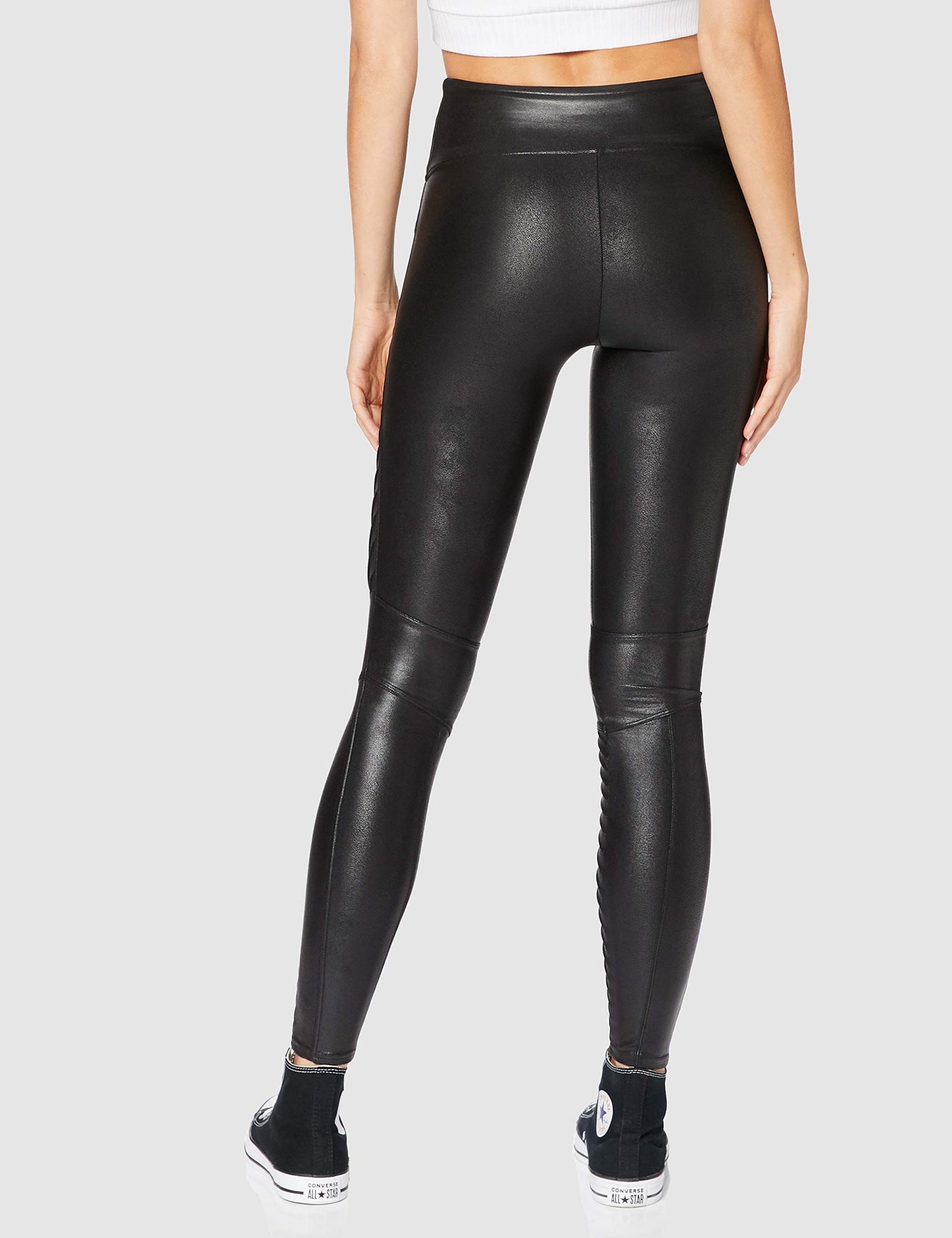 SPANX Faux Leather Moto Leggings Very Black XS 27