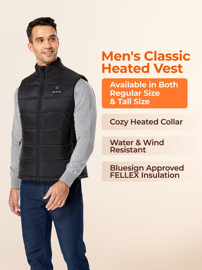 ORORO Men's Lightweight Heated Vest with Battery Pack (Black,M)