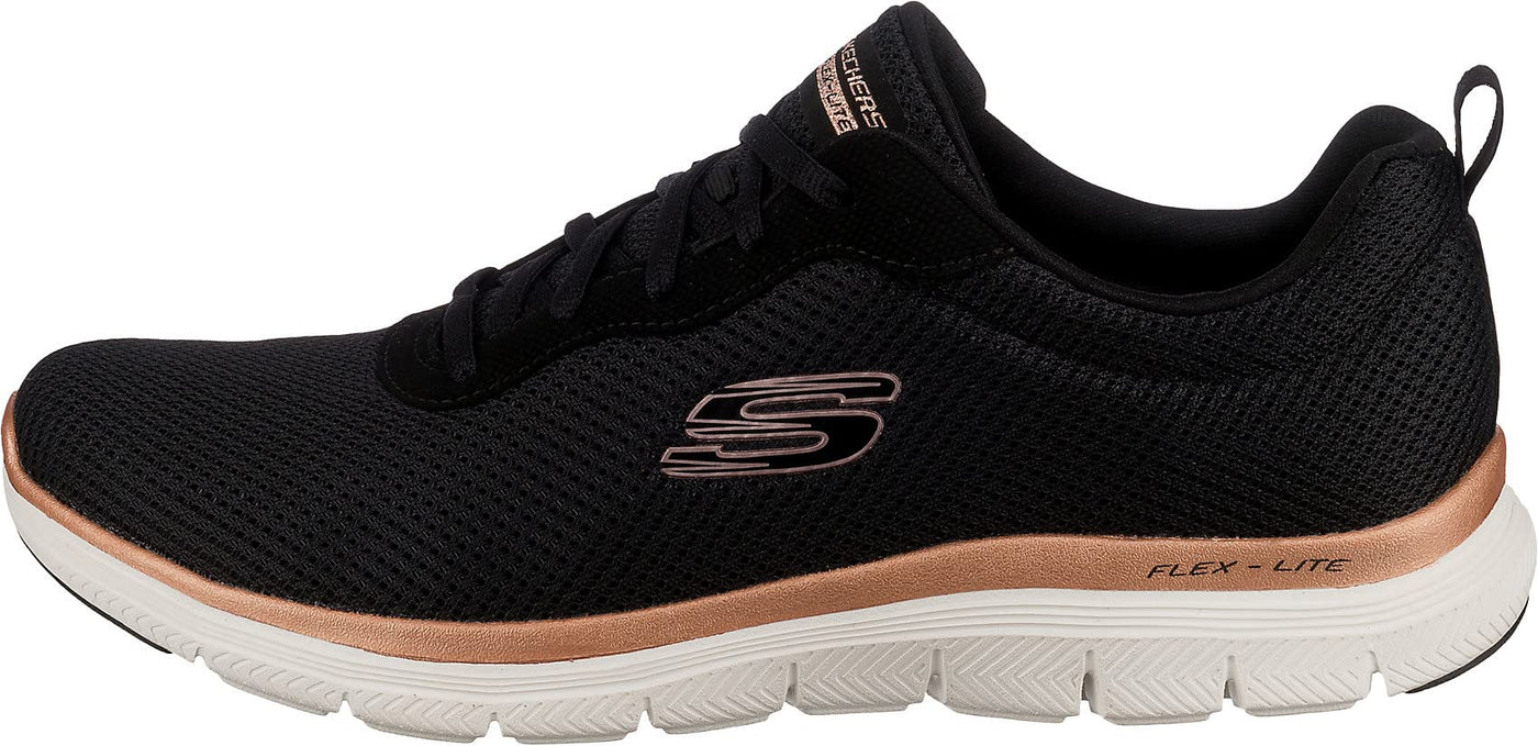 Skechers Women's Flex Appeal 4.0-Brilliant Vie Sneaker, Bkrg=Black Rose Gold, 8.5