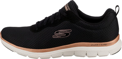 Skechers Women's Flex Appeal 4.0-Brilliant Vie Sneaker, Bkrg=Black Rose Gold, 8.5