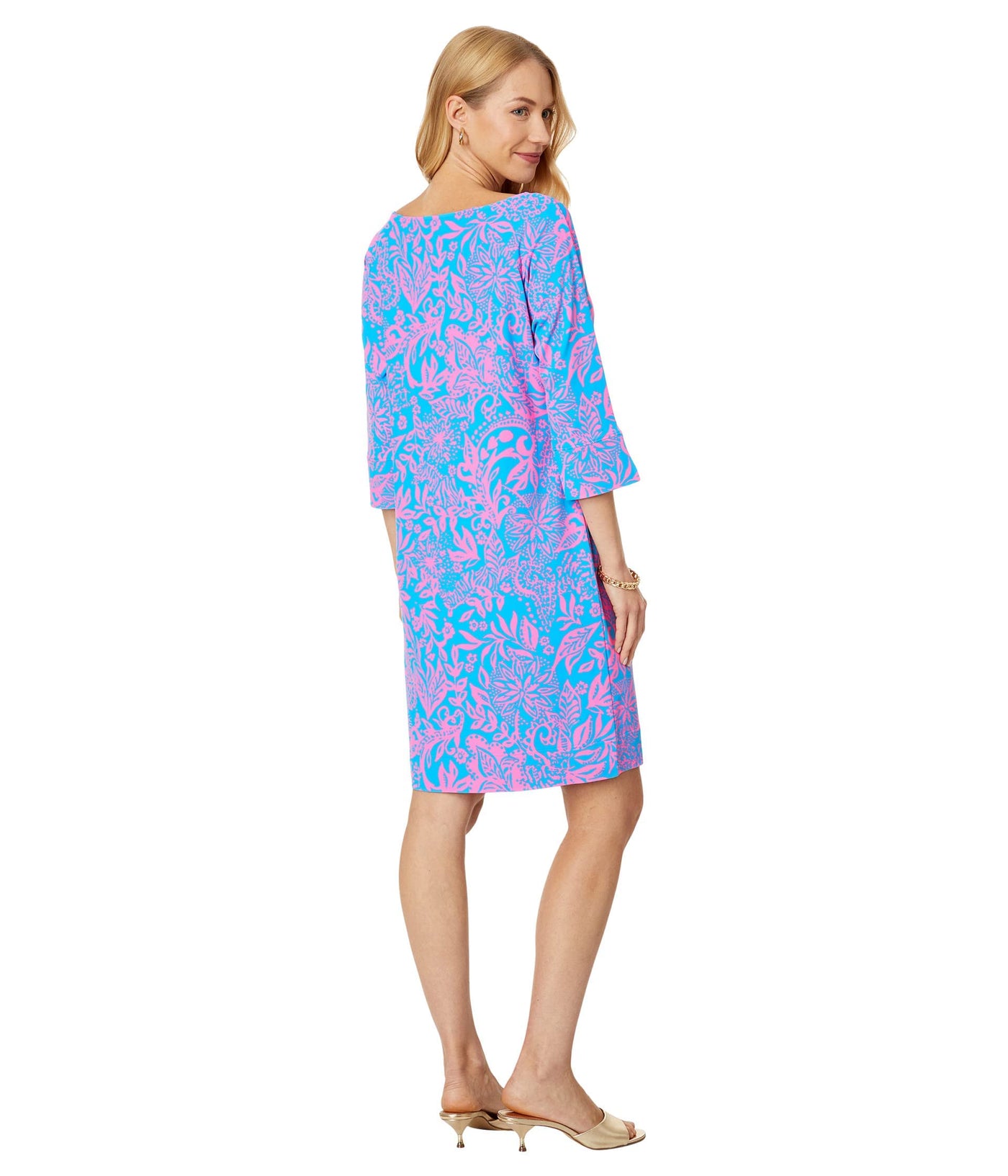 Lilly Pulitzer Braedyn UPF 50+ Dress for Women - Nylon-Blend Fabric - UPF 50+ Sun Protection - Pull-on Style Aura Pink Leaf an Impression LG One Size
