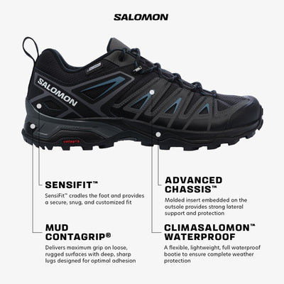 Salomon Women's X Ultra Pioneer Climasalomon Waterproof Hiking Shoes Trail Running 14 Black/Magnet/Bluesteel