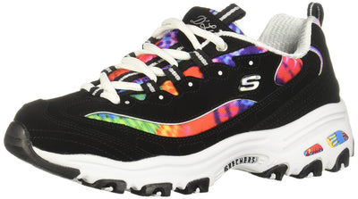 Skechers Women's D'Lites Summer Fiesta Sneaker, Black Multi, 5 W US