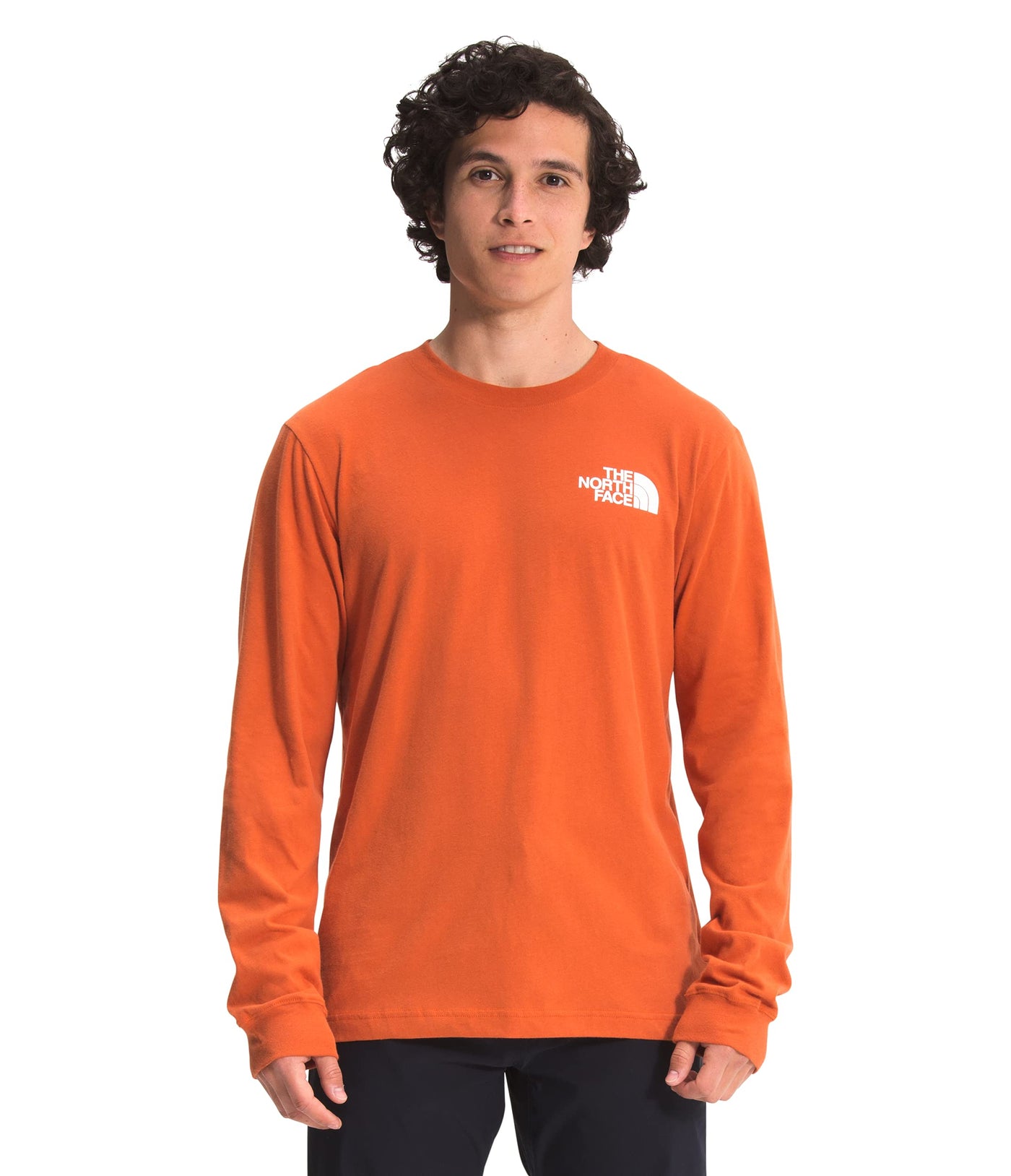 THE NORTH FACE Mens' Long Sleeve Box Tee, Burnt Ochre, X-Large