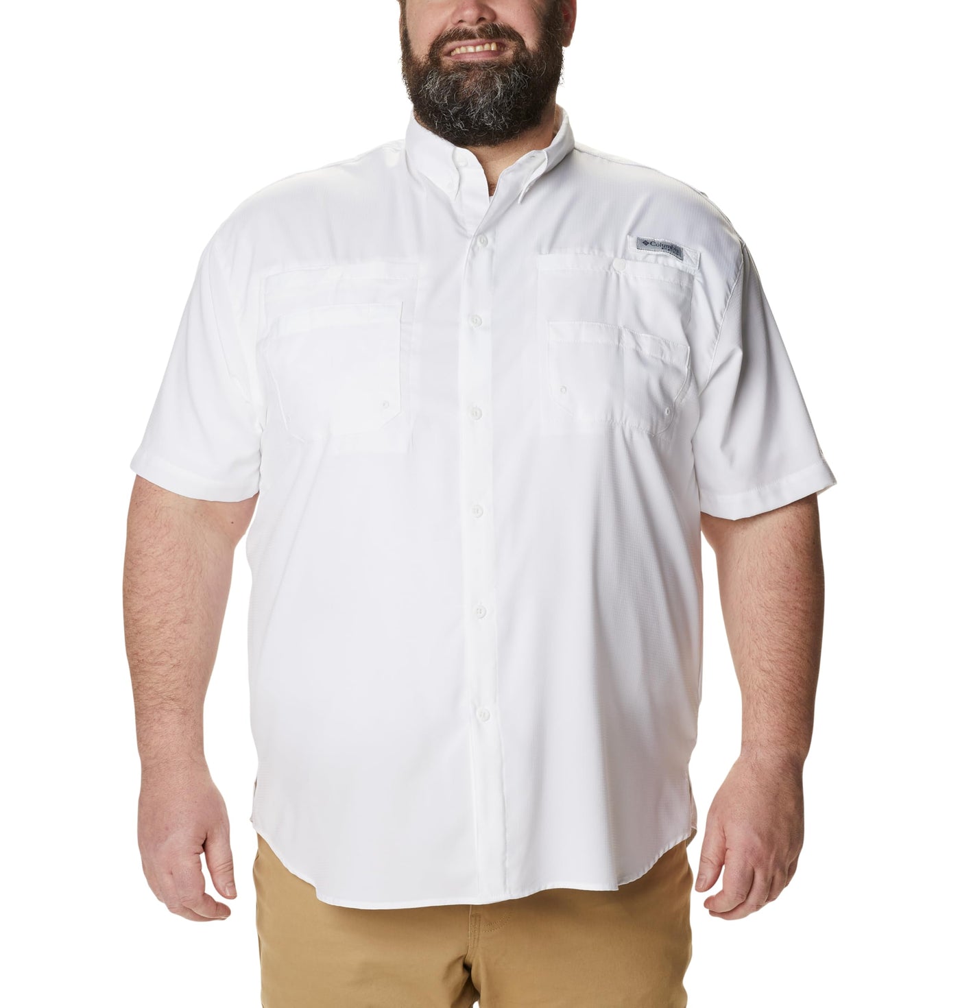 Columbia Mens PFG Tamiami II Short Sleeve Fishing Shirt, White, Medium