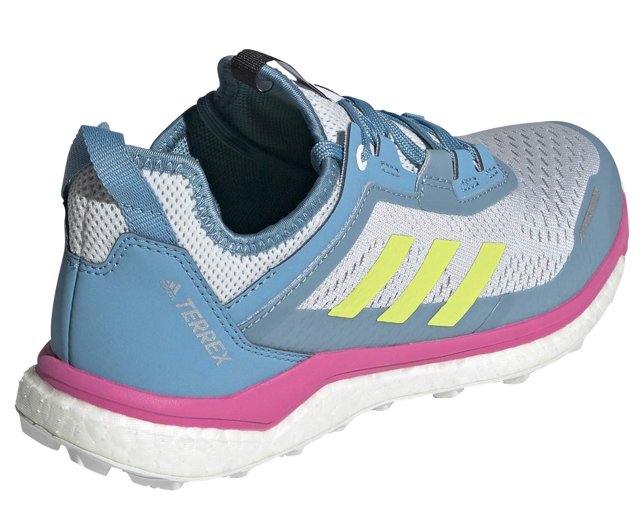 adidas Women's Terrex Agravic Flow Trail Running Shoe, Halo Blue/Acid Yellow/Crystal White - 5