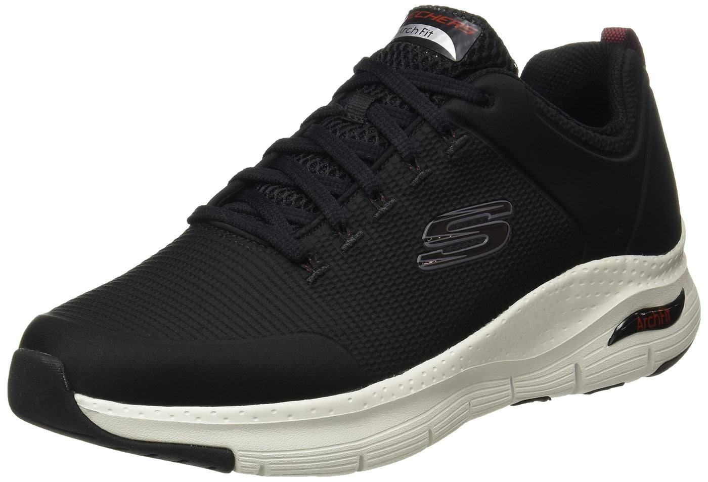 Skechers Men's Athletic Sneaker, Black Textile White Trim, 7.5