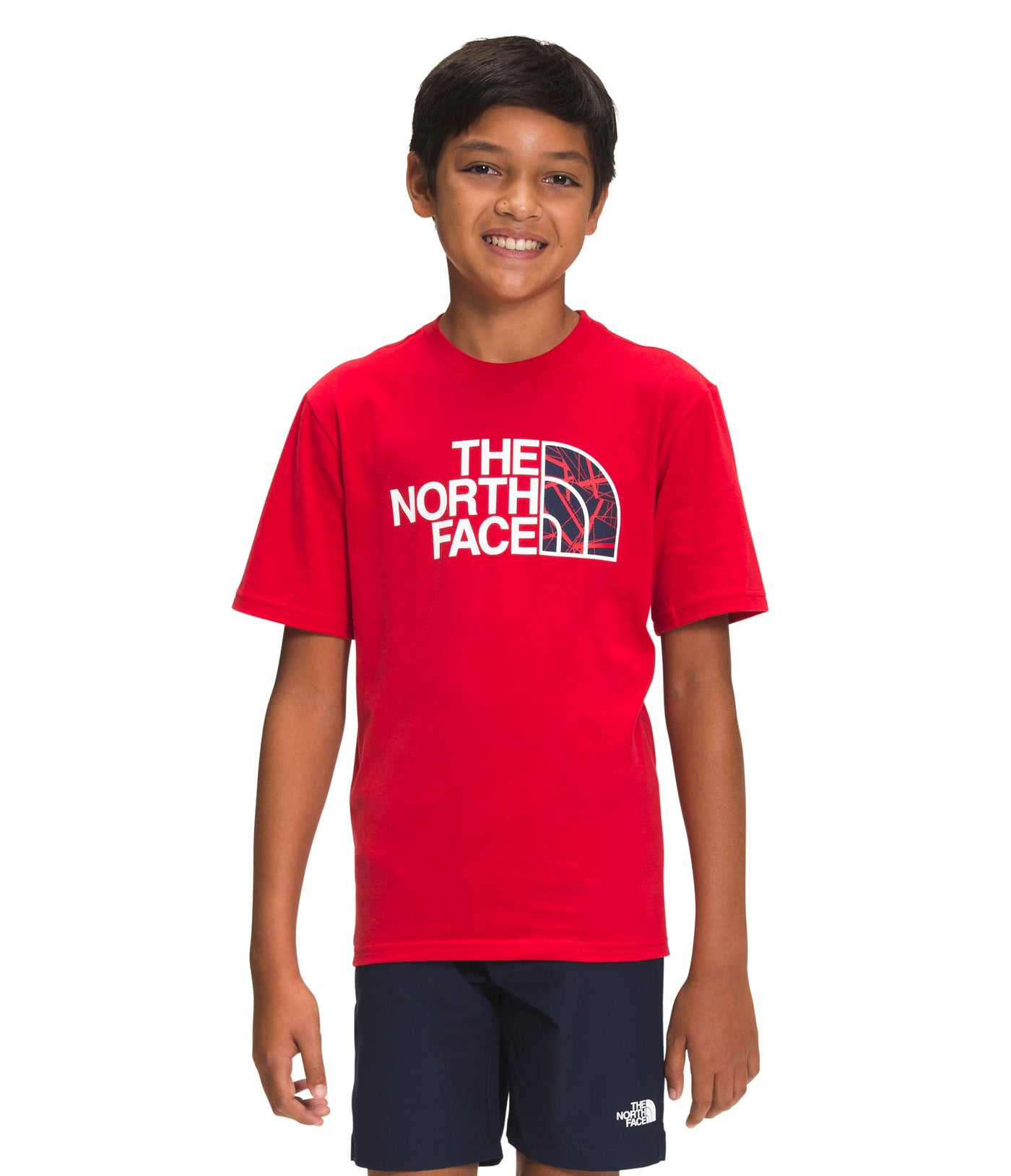 THE NORTH FACE Boys' Short Sleeve Graphic Tee, TNF Red 1, Large