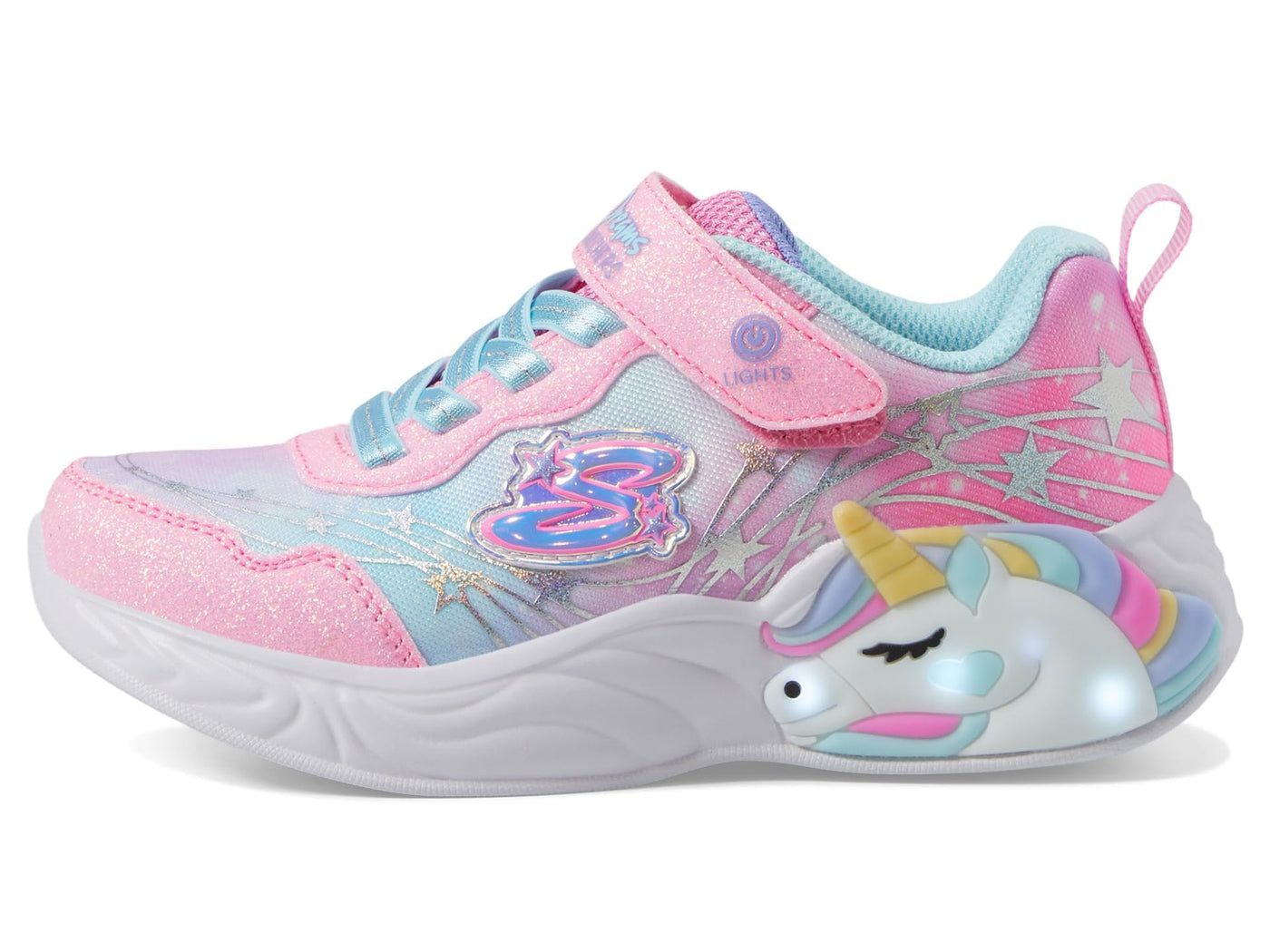 Skechers Kids Girls Unicorn Dreams-Wishful MAGI Sneaker, Pink/Turquoise, 1.5 Little Kid