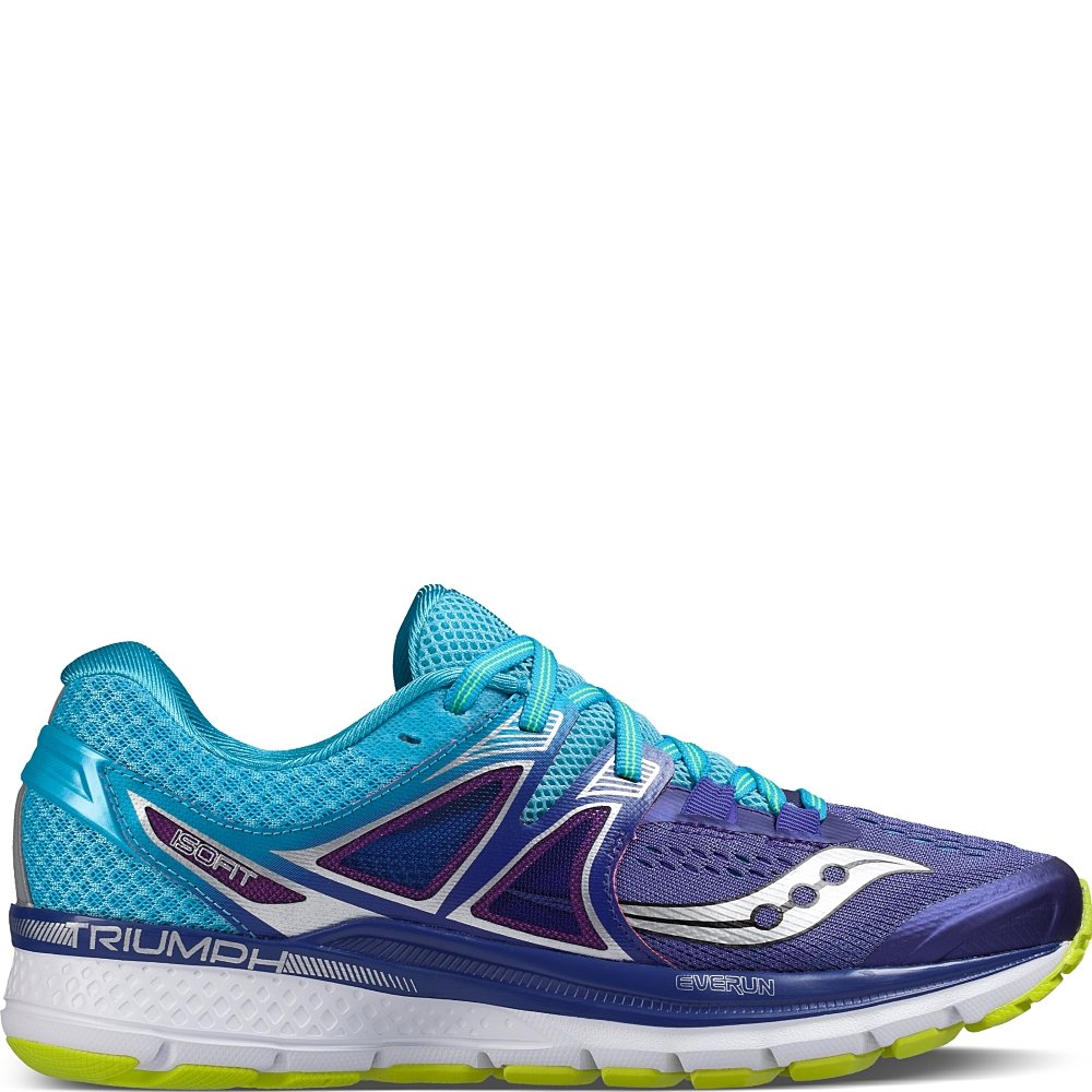 Saucony Women's Triumph iso 3 Running Shoe, Purple/Blue/Citron, 6 W US