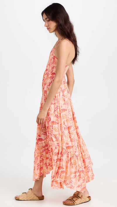 Free People Women's Heat Wave Printed Maxi Dress X-Large Dusk Coral
