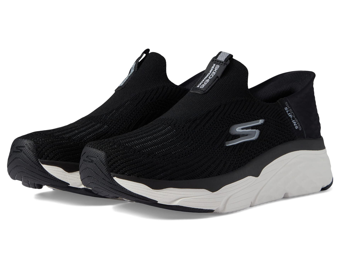 Skechers Max Cushioning Elite Slip-ins - Smooth Transition Black/White 8 D - Wide