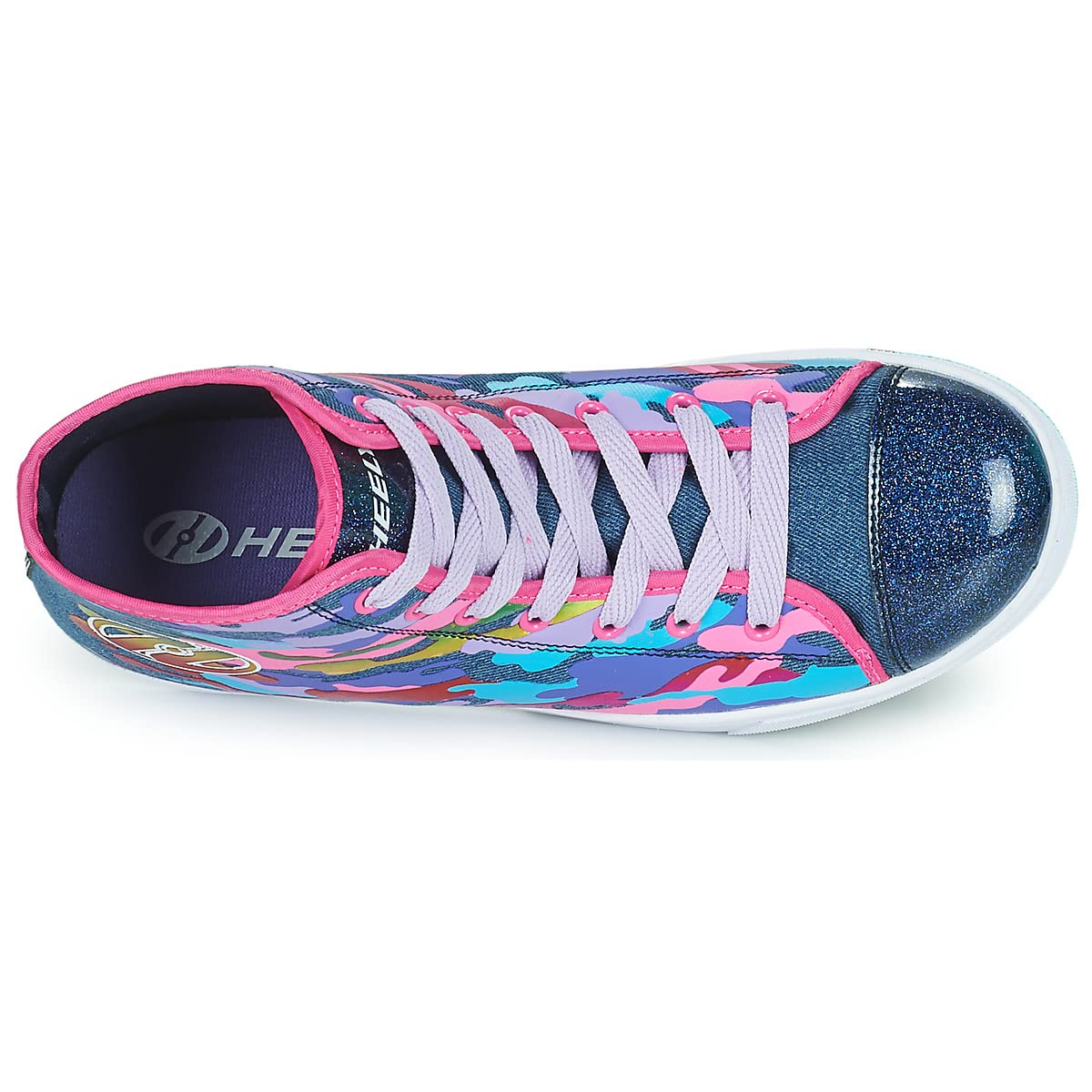 HEELYS Womens Veloz Sneaker (Little Kid/Big Kid/Adult) Denim/Multi/Rainbow 4 Big Kid (Women's 5) M