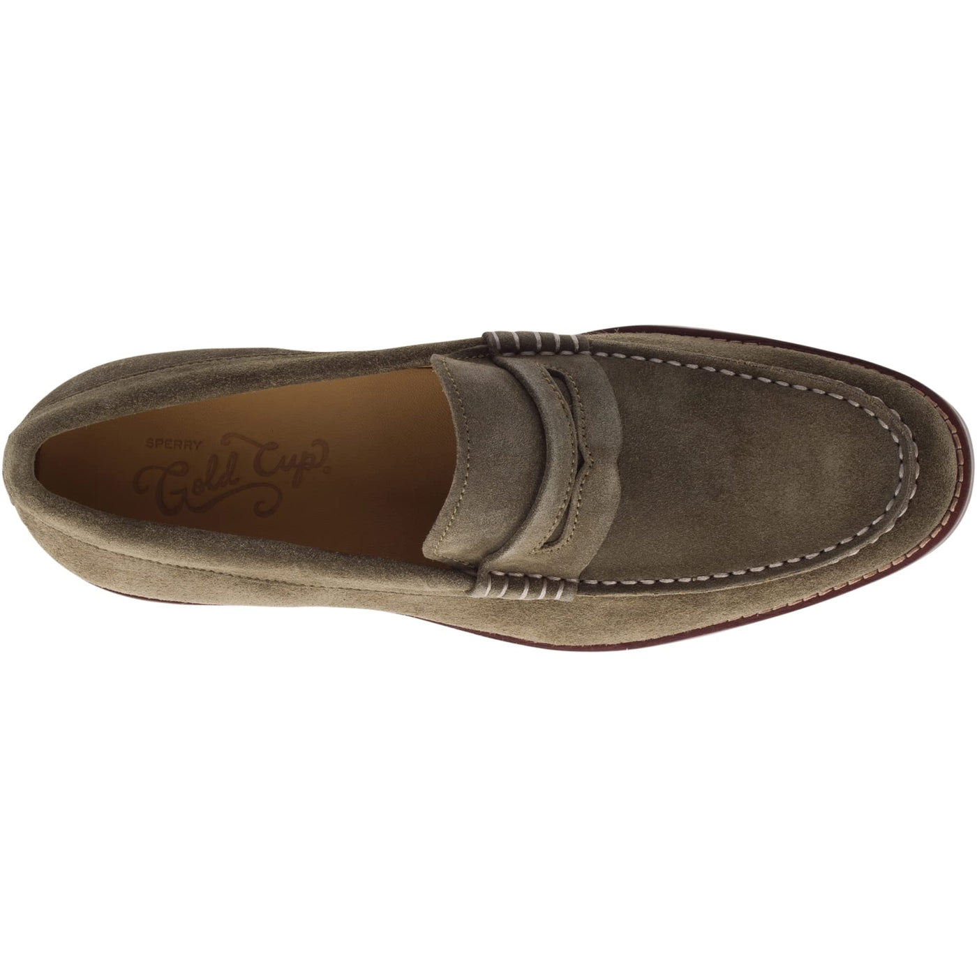 Sperry Men's Gold Cup Exeter Suede Penny Loafer, Olive, 11.5