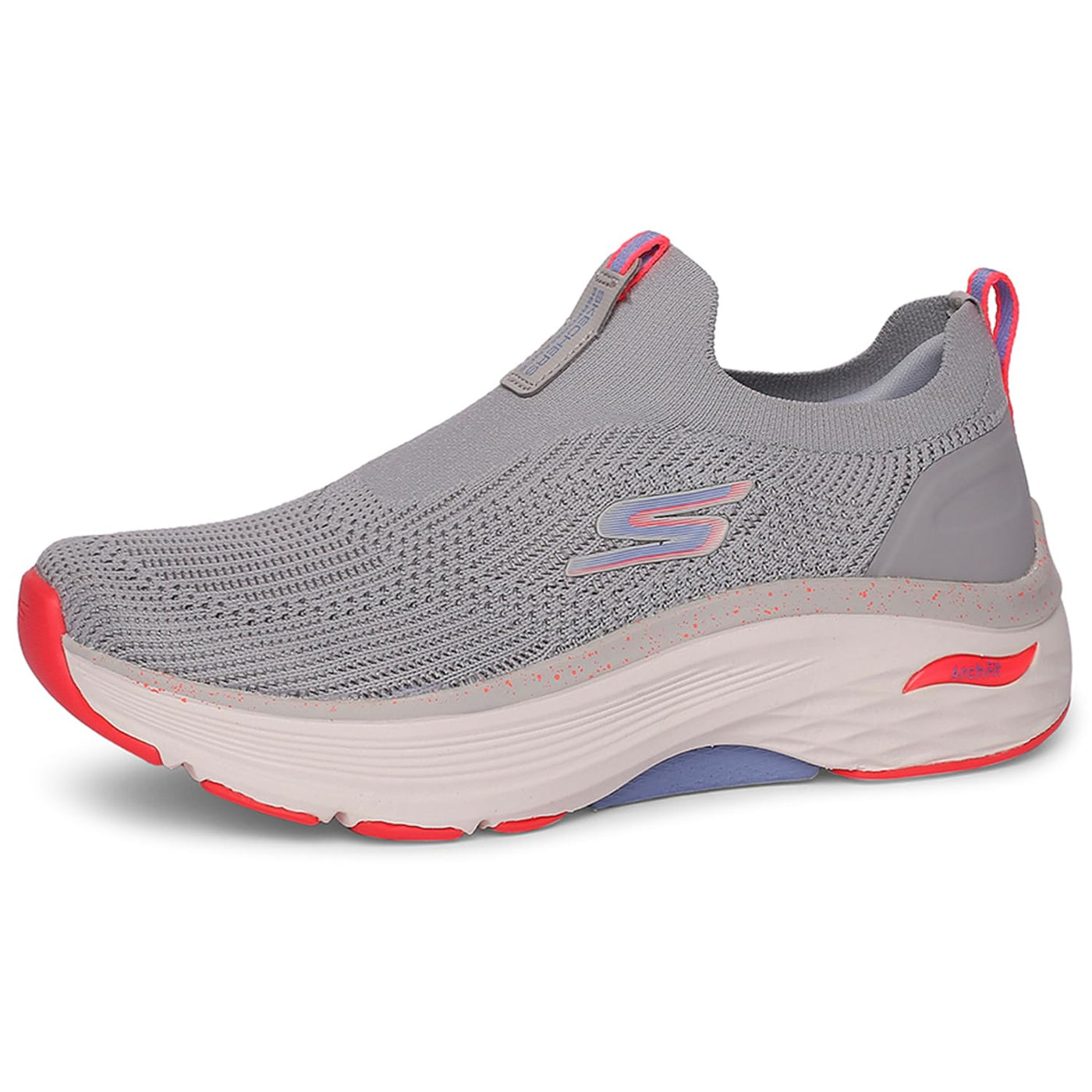 Skechers Max Cushioning Arch Fit Knit Slip-On Gray/Pink 9 B (M)