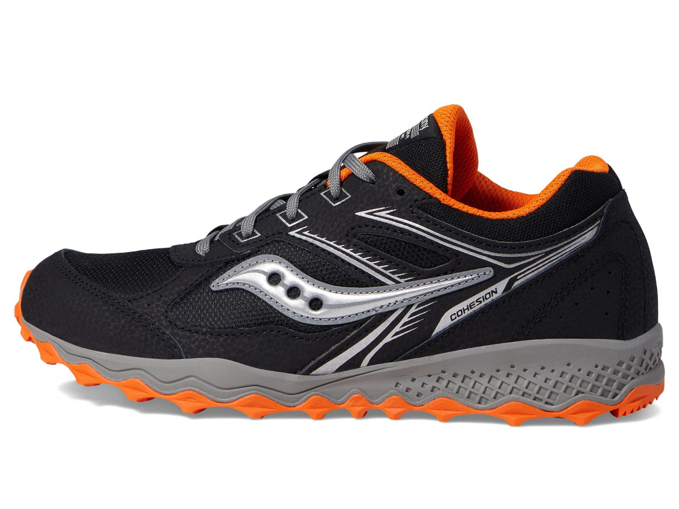 Saucony Cohesion Tr14 Lace to Toe Sneaker, Black/Orange, 1.5 US Unisex Big Kid