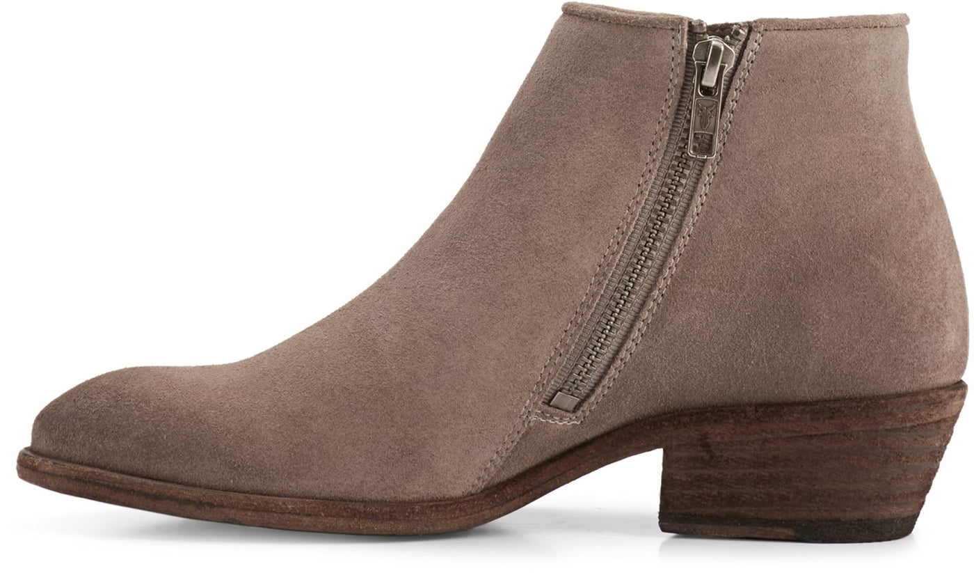 Frye Carson Piping Booties for Women Made from Soft Full-Grain Leather with Signature Western-Inspired Piping Detail and Supple Leather Lining – 4” Shaft Height, Medium Grey - Suede - 8M