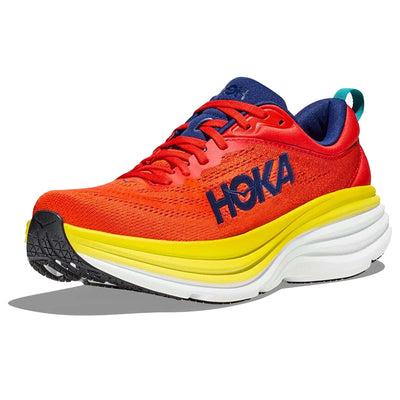 HOKA ONE ONE Mens Bondi 8 Textile Red Alert Flame Trainers 11.5 US